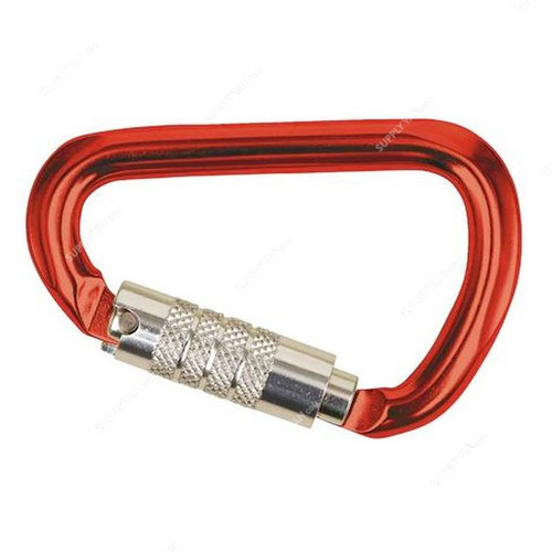 Wurth Trilock Carabiner With Closure, Aluminium, 78MM Width x 112MM Length, Red