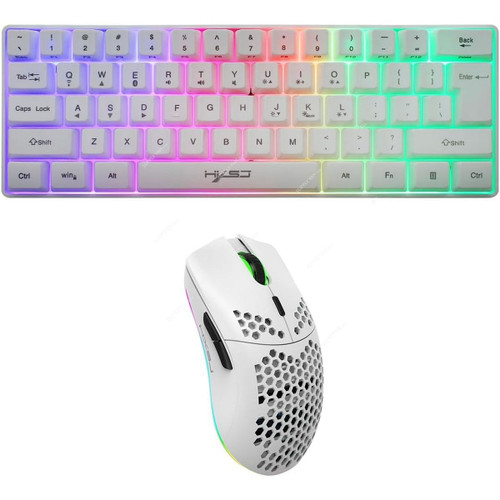 Hxsj Wireless Gaming Keyboard/Mouse Set, 2200mAh, White