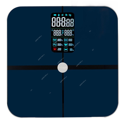 Eagle Bathroom Scale, EEP1002A, 300MM Width x 300MM Length, 200 Kg Weight Capacity, Black