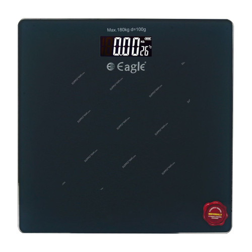 Eagle Bathroom Scale, EEP1007A, 300MM Width x 300MM Length, 180 Kg Weight Capacity, Dark Grey