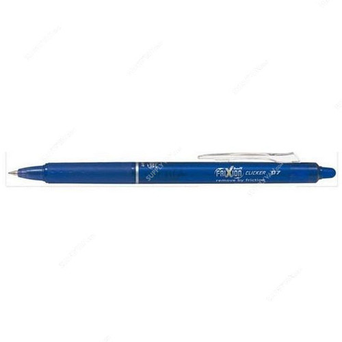 Pilot Clicker Roller Ball Pen, BLRTFR7, Frixion, 0.7MM Tip Size, Blue