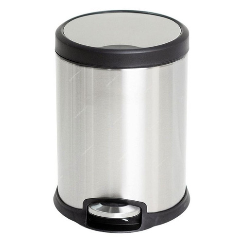 Akc Trash Bin With Pedal, SS07-5-V2, Stainless Steel, 5 Ltrs, Silver