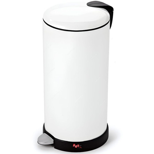 Akc Pedal Trash Bin, SS11W-27, Stainless Steel, 27 Ltrs, White/Black