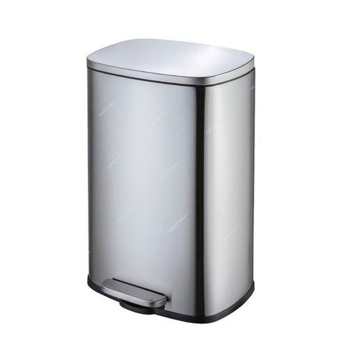 Akc Pedal Trash Bin, SS34-50, Stainless Steel, 50 Ltrs, Silver