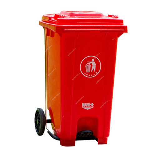 Akc Garbage Bin With Pedal, GC51R-240, Plastic, 240 Ltrs, Red