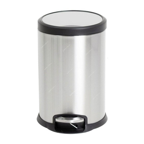 Akc Pedal Trash Bin, SS07-12, Stainless Steel, 12 Ltrs, Silver