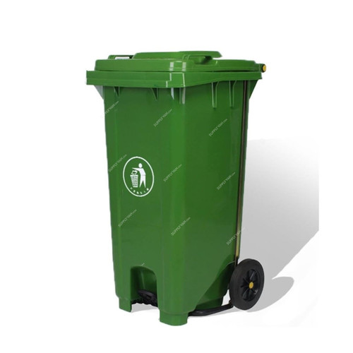 Swish Heavy Duty Garbage Bin With Wheel and Pedal, HDPE, 240 Ltrs, Green