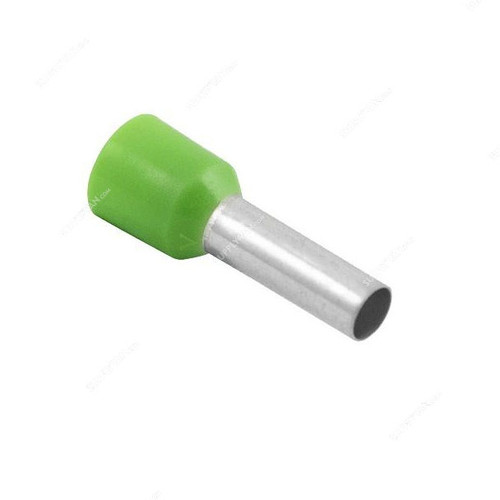 Bootlace Ferrule, E2508, 14 AWG, 2.5 SQ.MM x 8MM Length, Green, 100 Pcs/Pack