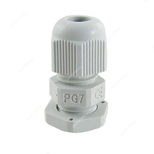 PVC Gland, PG-7, 12.5MM Outer Dia, 3.5-6.5MM Cable Size, White, 100 Pcs/Pack