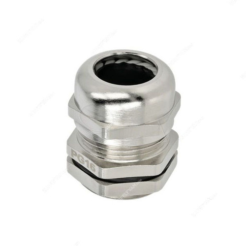 Metal Gland, PG-16, 10-14MM Cable Size, Silver, 100 Pcs/Pack