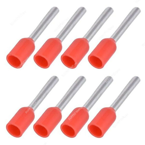 Bootlace Ferrule, E1508, 16 AWG, 1.5 SQ.MM x 8MM Length, Red, 100 Pcs/Pack