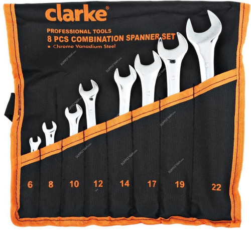 Clarke Combination Spanner Set, CSS6-22C, 6-22MM, 8 Pcs/Set