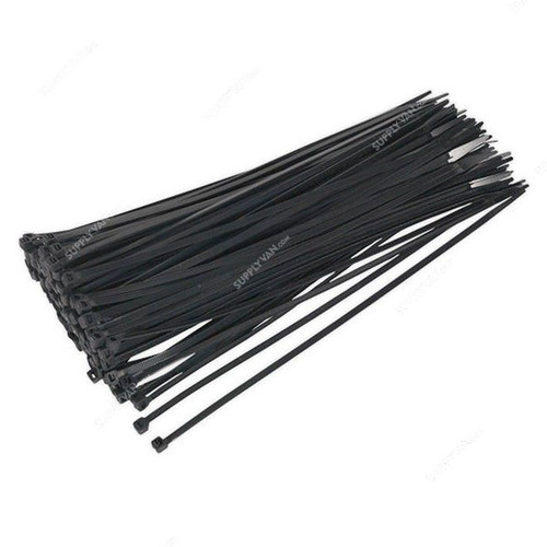 Nylon Cable Tie, 2.5MM Width x 200MM Length, Black, 100 Pcs/Pack
