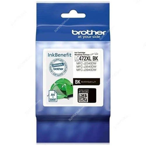 Brother High Yield Ink Cartridge, LC472XL, 3000 Pages, Black
