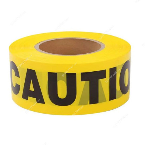 Traffic Safety Adhesive Caution Warning Tape, WRN3100M-CY, 3 Inch Width x 100 Mtrs Length, Yellow