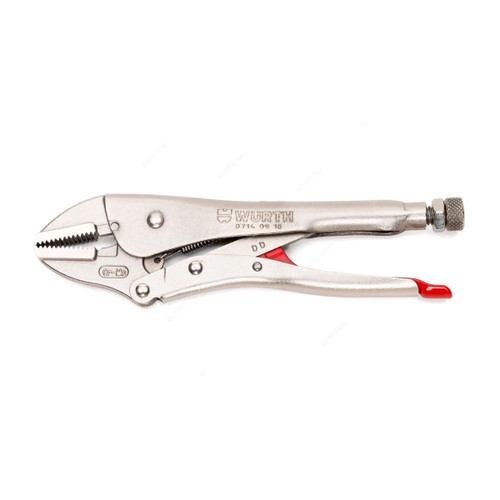 Wurth Locking Plier With Straight Jaw, 07140910, 0-46MM Clamping Width, 235MM Length, Nickel Plated