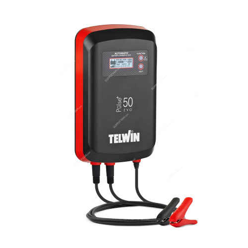 Telwin Pulse 50 EVO Multi-Functional Electronic Battery Charger, Maintainer and Tester, 807611, 12/24V