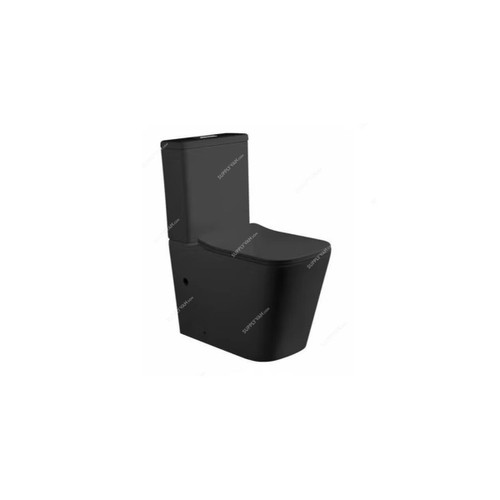 Sonet Two-Piece S-Trap Water Closet, 2061, Quadra, Ceramic, 81CM Height x 64CM Width x 37CM Length, Matt Black