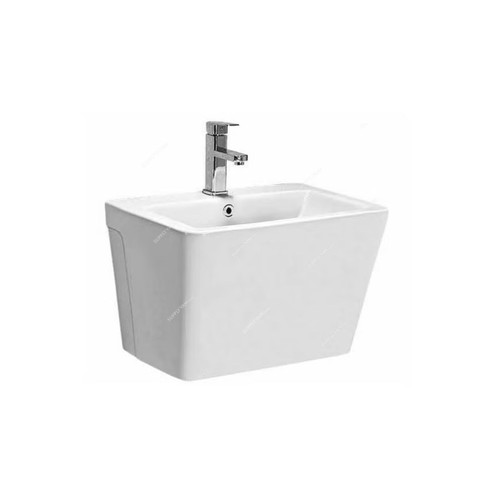 Sonet Wall Hung Basin, 7057, Quadra, Ceramic, 38CM Height x 56CM Width x 44CM Length, White
