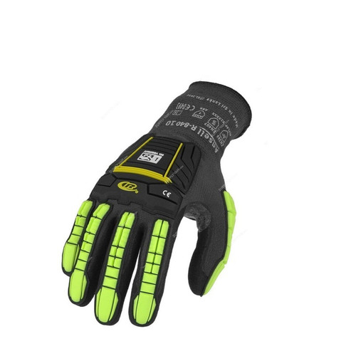 Ringers Light Duty Nitrile Coated Knitted Gloves, R840, Size6, Black/Green