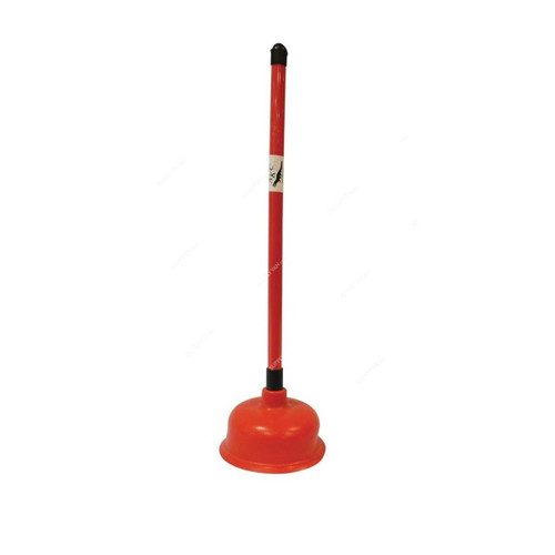 Akc Toilet Plunger With Plastic Handle, TP08, Rubber, 55CM Length, Red