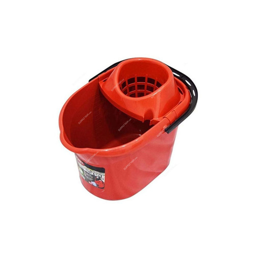 Akc Cleaning Spin Mop Bucket, MB12R-13, Plastic, 13 Ltrs, Red