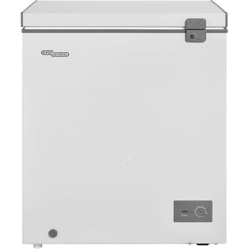 Super General Single Door Chest Freezer, SGF155HM, 220W, R600a, 150 Ltrs Capacity, Grey/White