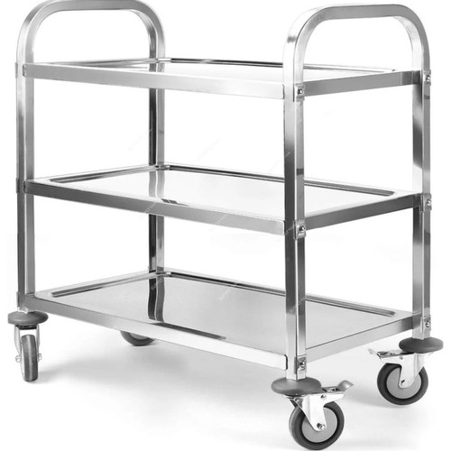 Swish 3 Layer Heavy Duty Kitchen Serving Trolley, Stainless Steel, 835MM Height x 400MM Width x 730MM Length