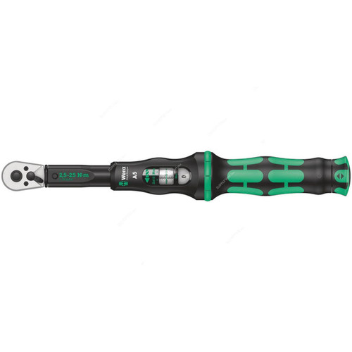 Wera Reversible Ratchet Torque Wrench, 05075604001, Click-Torque A5, 2.5-25Nm, 1/4 Inch Square Drive Wera Reversible Ratchet Torque Wrench, 05075604001, Click-Torque A5, 2.5-25Nm, 1/4 Inch Square Drive