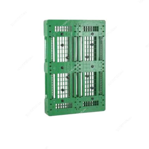 3 Runner Euro Pallet with Screen Printing, CC3R02-1208, HDPE/Polypropylene, 150MM Height x 800MM Width x 1200MM Length, Green/Blue