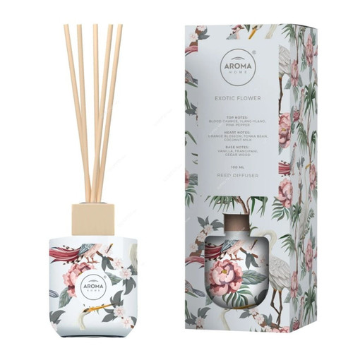 Aroma Home Exotic Flower Reed Diffuser, Blood Orange and Ylang-Ylang With Vanilla Cedar Wood Notes, 100ML