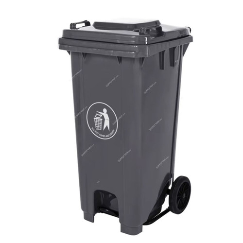 Xdpc Pedal Waste Bin With Wheels, 240U-14, Plastic, 240 Ltrs, Black