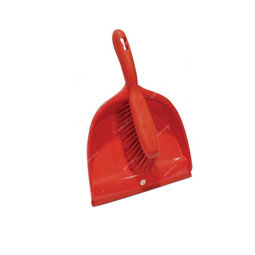 Akc Dustpan and Brush Set, DP19R, Plastic, Red