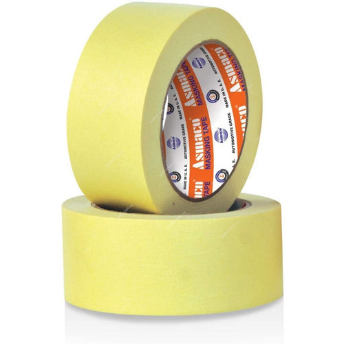 Asmaco Automotive Masking Tape, 36MM Width x 25 Yards Length, Yellow, 24 Rolls/Carton