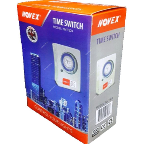 Novex Mechanical Timer Switch, NV-TS24-UTH, 24 Hrs, 230V, 20A