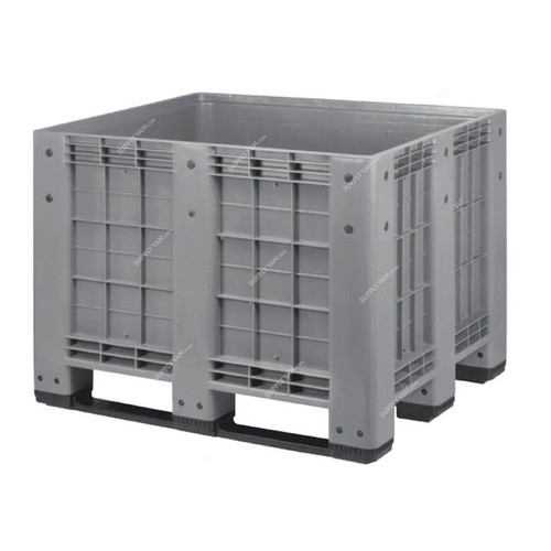 Crateco Closed Pallet Box, HDPE/PP, 915MM Height x 1000MM Width x 1200MM Length, 700 Ltrs Capacity, Grey