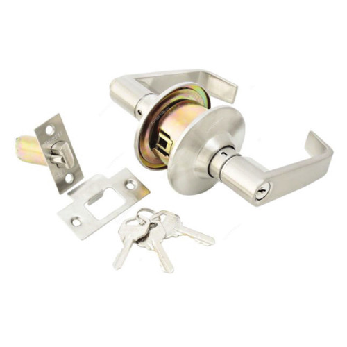 Dorfit Cylindrical Lever Lock, 3441SNMLET-70, Stainless Steel, 70MM, Satin Nickel Finish