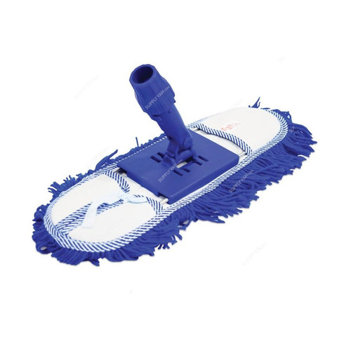 Akc Dust Mop With Stick, DC03B-BH07, Fiber/Cotton, 40CM Mop Width, Blue