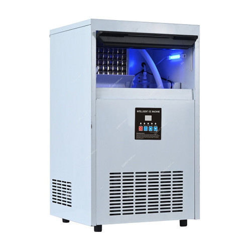 Commercial Ice Maker, KM-90-T, Stainless Steel, 455W, 220V, 150 Kg/Day Capacity, Silver/Black