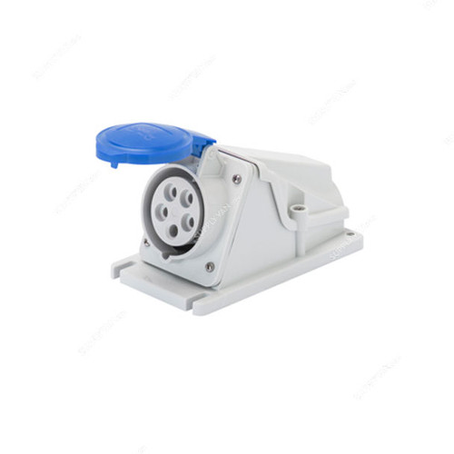 Gewiss 90 Deg Surface Mount Socket Outlet, GW62477, IP44, 16A, 2P+E, Blue and Grey