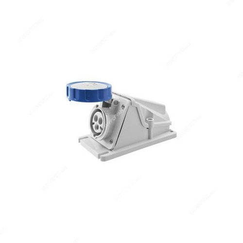 Gewiss 90 Deg Surface Mount Socket Outlet, GW62499, IP67, 16A, 2P+E, White-Blue