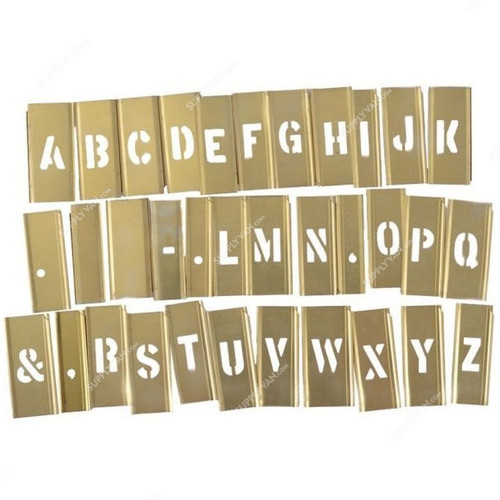 Clip On Stencil Set, 10034, Letters, 4 Inch, Brass, 33 Pcs/Set
