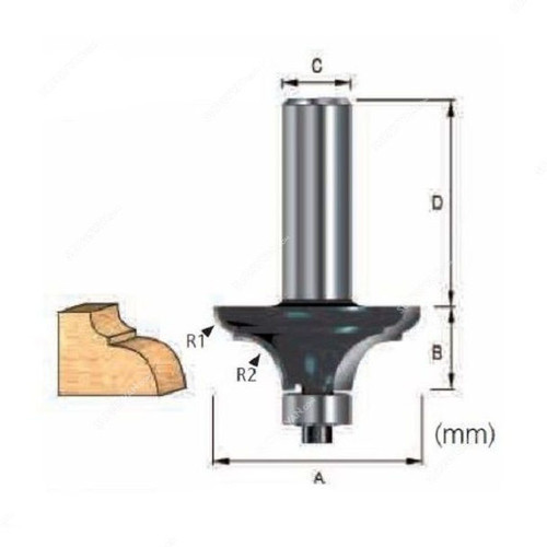 Makita Classic Mold Router Bit, D-13029, 38.1x15.9MM