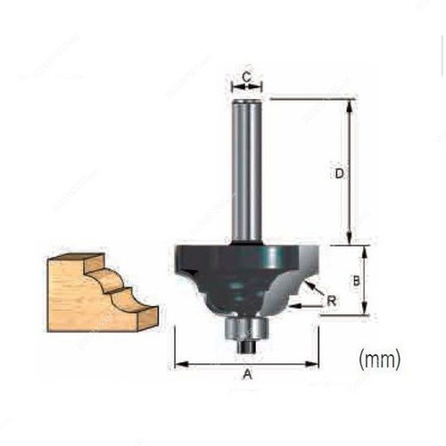 Makita Classical Roman Ogee Router Bit, D-12968, 25.4x12.7MM