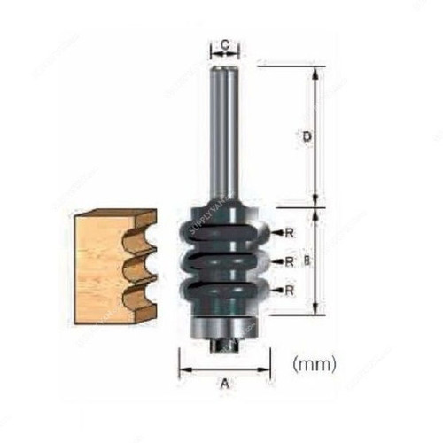 Makita Three Bead Fluting Bit, D-13091, 22.2x25.4MM