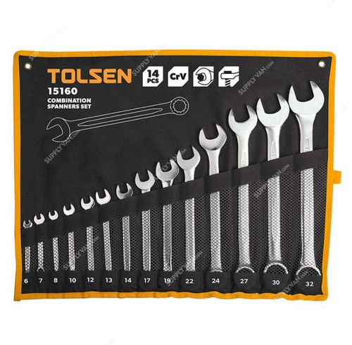 Tolsen Combination Spanner Set, 15160, 14 Pcs/Set