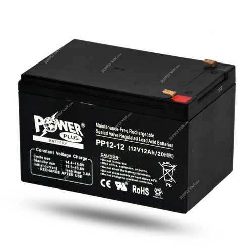 Powerplus Lead Acid Battery, PP12-12, 12V, 12Ah/20Hr