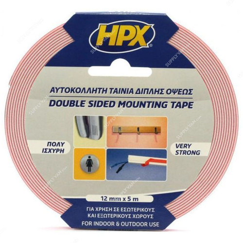Hpx Mirror Mounting Double Side Foam Tape, DS2505, 1.1MM Thk, 25MM Width x 5 Mtrs Length, White