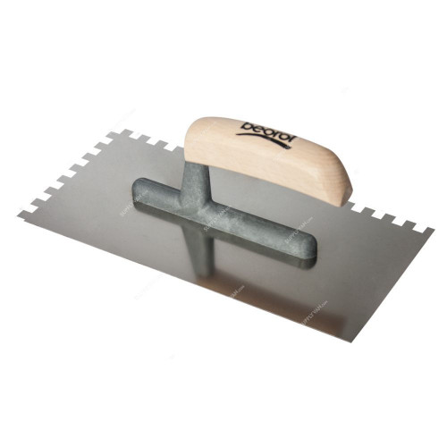 Beorol Plastering Trowel, GRNDM8, Wood/Stainless Steel, 0.7MM Thk, 130MM Width x 270MM Length