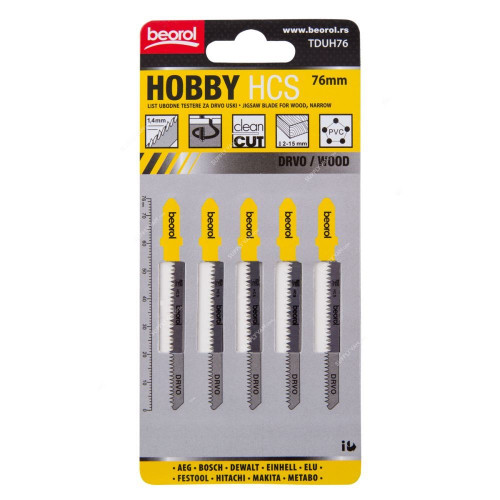 Beorol Jigsaw Blade, TDUH76, Narrow, PK5